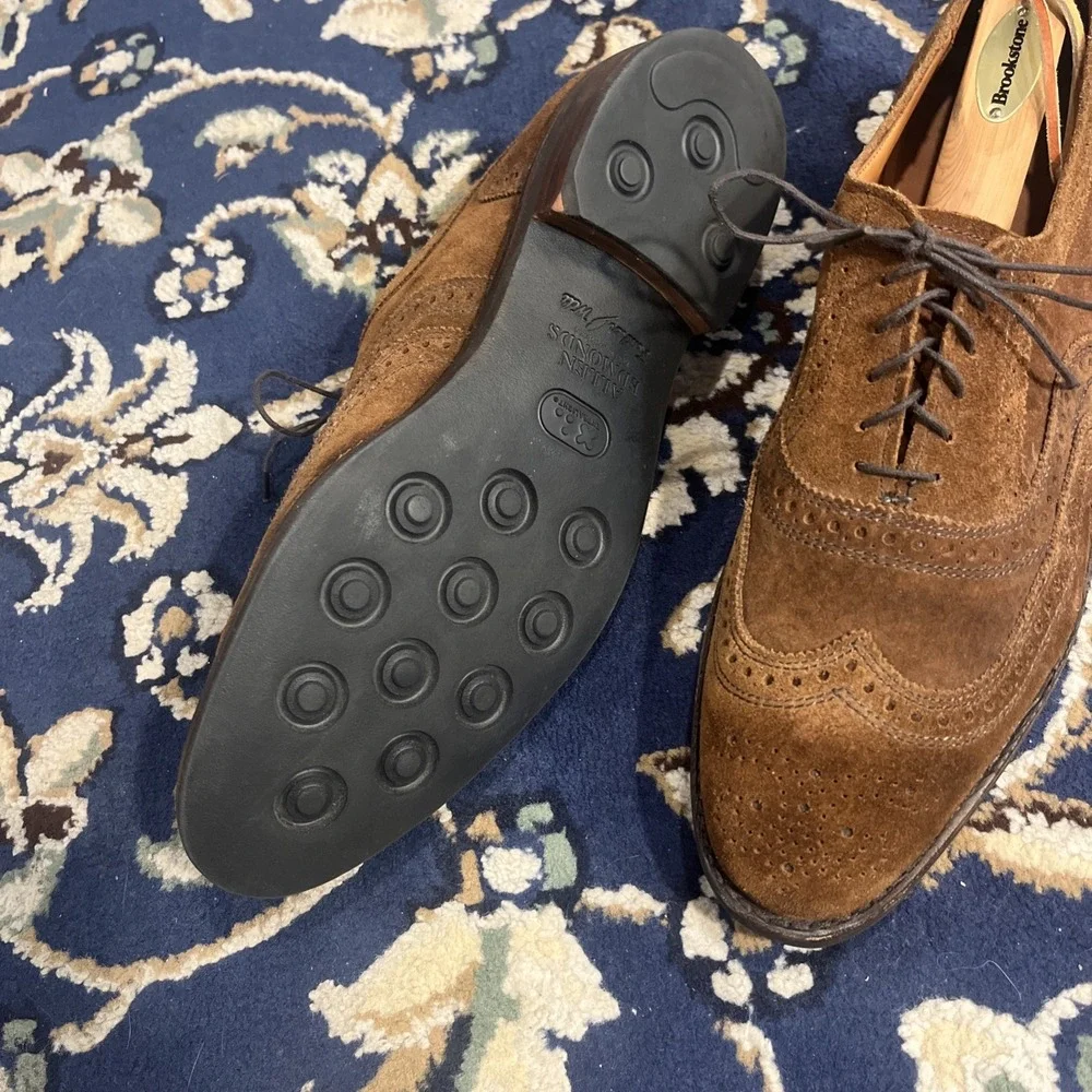 Allen Edmonds Neumok Brown Suede Wingtip Brogue Oxford Lace-Up 11B new w/o box